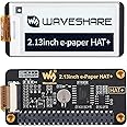 2.13inch E-Paper HAT+ for Raspberry Pi 5 4B 3B+ 3B Zero W Zero 2 W Jetson Nano, E-Ink Display 250x122 SPI Interface HAT+ Standard with Pwnagotchi Tutorial Support Partial Refresh