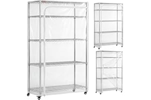 ZYSUOR Clear PVC Wire Shelf Cover, 48" W x 18" D x 72" H, 3-Way Opening with Two-Way Zippers, Waterproof Transparent Shelving
