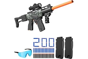 ROMKER Toy Gun Automatic Sniper Rifle Bullets -Electric Toy Foam Blaster with 200 Darts, 2 Magazines and Grip, Toys for 8-12 Year Old Boys Adults, Birthday Xmas Gift for Kids Age 8+