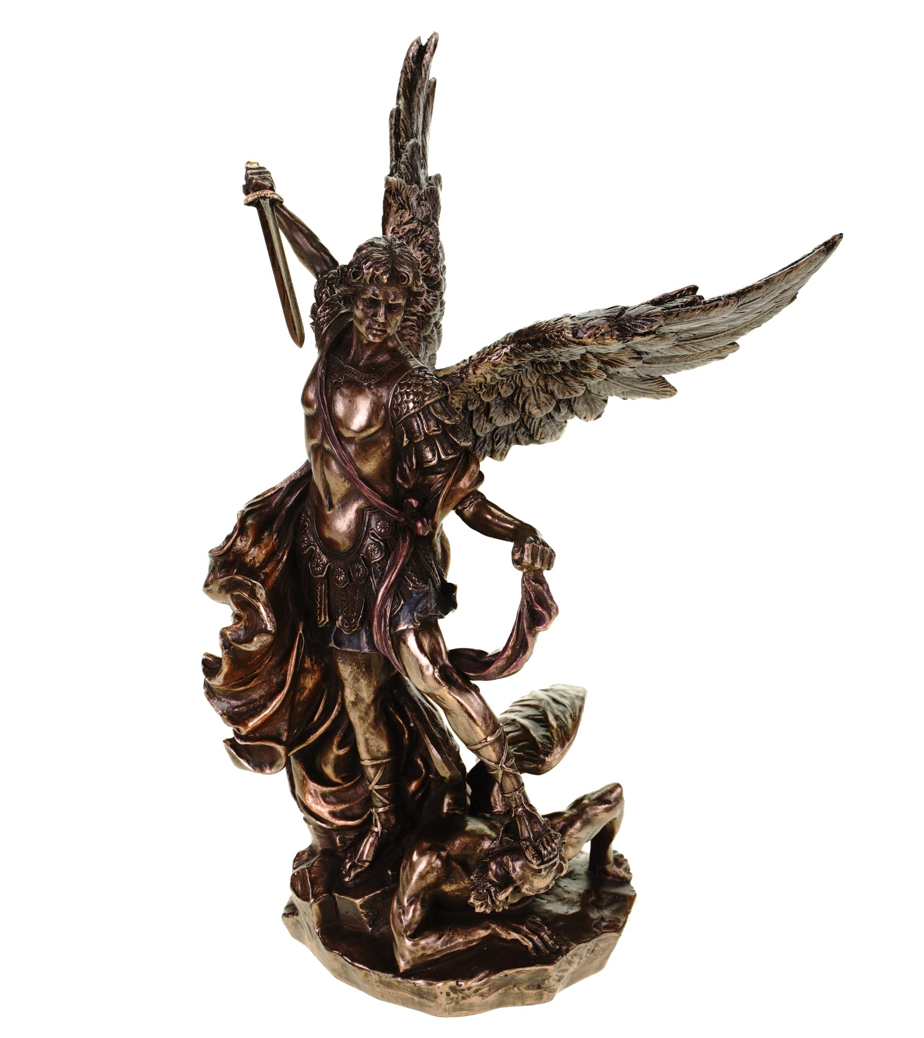 Archangel Michael Fighting Evil Bronzed Figurine