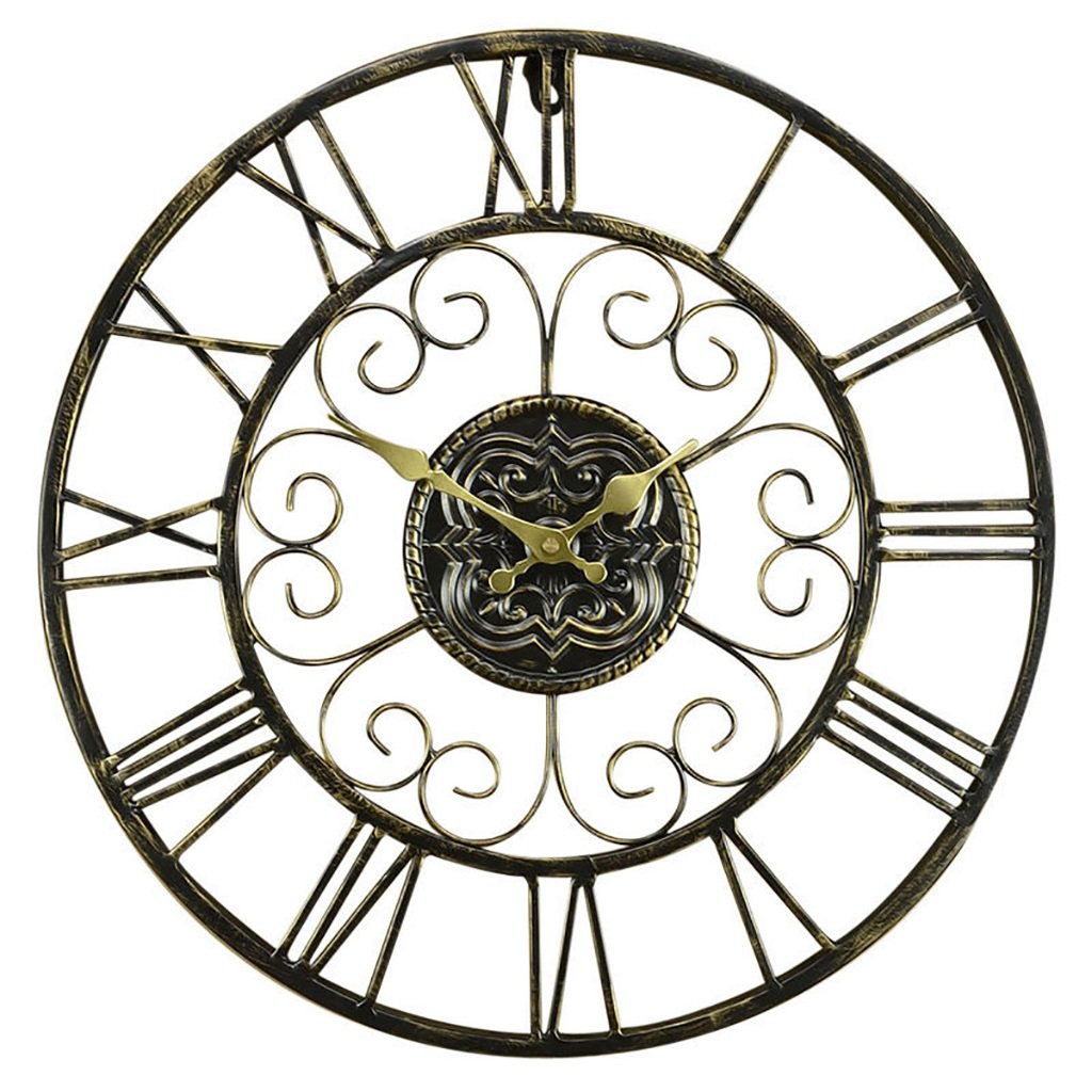 海外輸入 ミュートの壁時計ヨーロッパのレトロ錬鉄アメリカのレトロなリビングルームクリエイティブアンティーク英語の壁紙ローマの時計 B07dvjj2vd Mustafadenktas Com