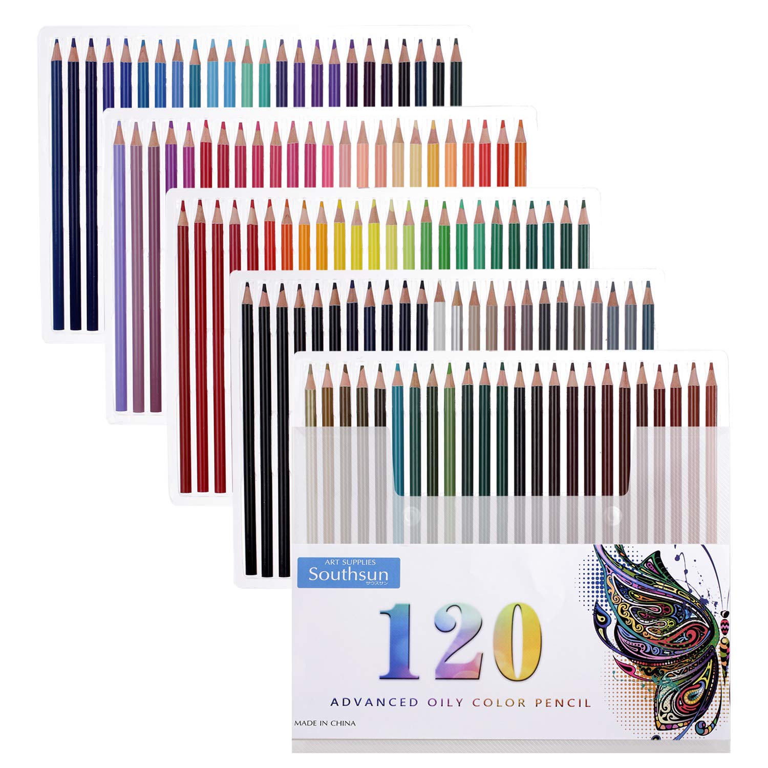 120 Oil Colored Pencils, Southsun Colored Pencils For Art Drawing, Sketching, Adult Coloring Books, Pre-sharpened, Fine Point Lead