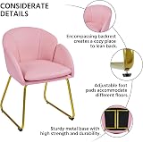 Yaheetech PU Leather Tub Chair Vanity Chair Pink with Golden Metal Legs view 7