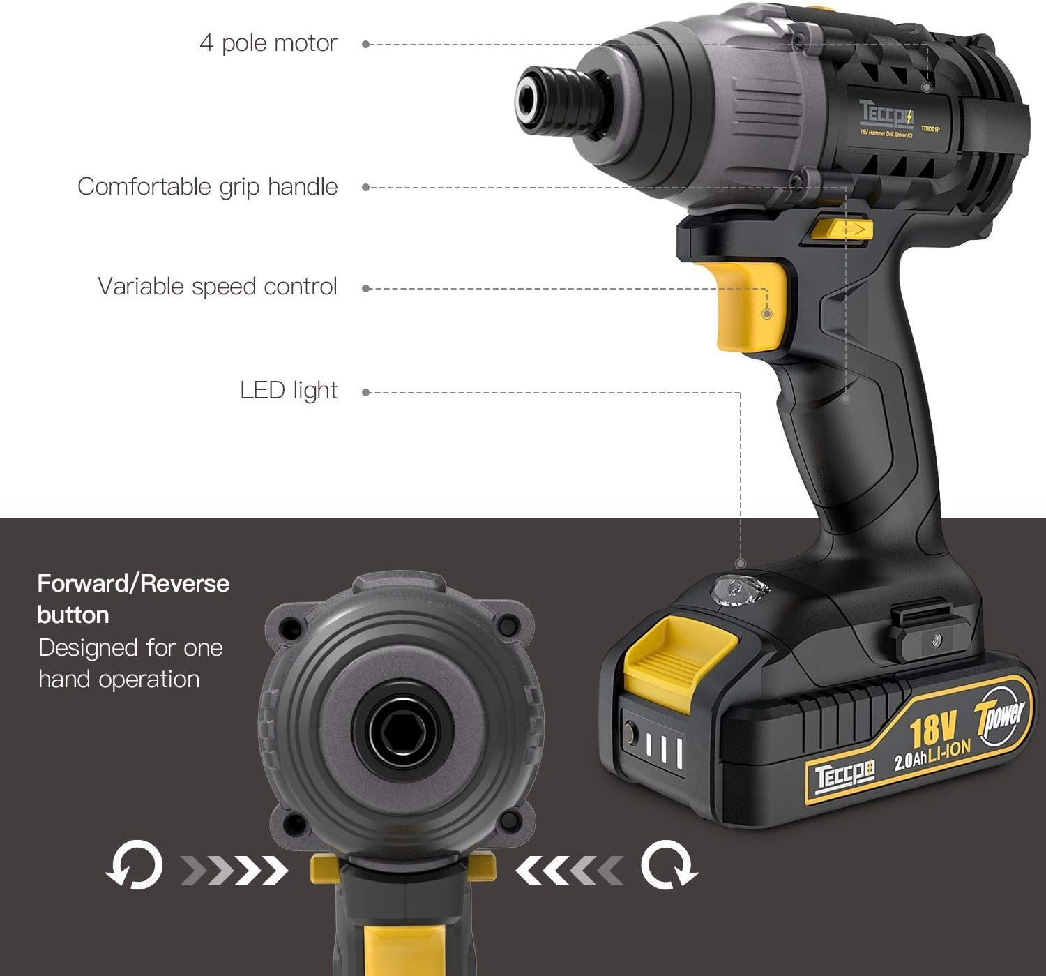 Super Saturday TECCPO Impact Driver Cordless Impact Driver 18V 180Nm
