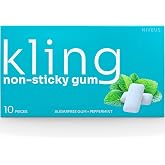 Kling Orthodontic Chewing Gum &ndash; Sugar Free Xylitol Gum for Invisalign, Dentures &amp; Braces &ndash; Calorie Free Gum for Dry Mouth, Freshens Breath, and Non Stick Dental Gum for Healthy Teeth &amp; Cavities
