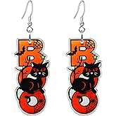 RofYof Halloween Earrings for Women Acrylic Witch Bat Ghost Pumpkin Drop Dangle Earrings Halloween Jewelry Holiday Earrings