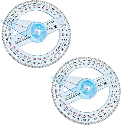 MEKEET 360 Degree Protractor 2Pcs Circle Ruler 10cm Plastic Protractor for