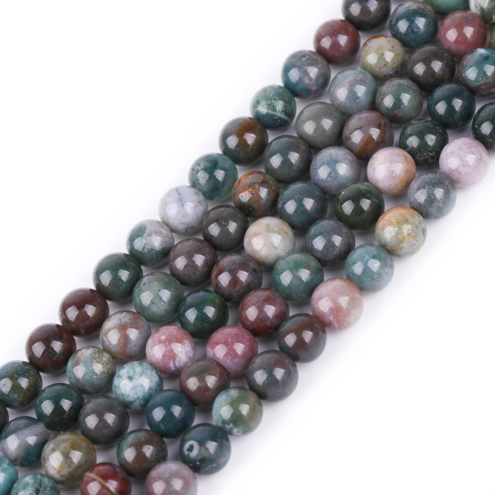 GEM-Inside 6mm Indian Agate Round Gemstone Semi Precious Loose Beads for Jewellery Making 15''
