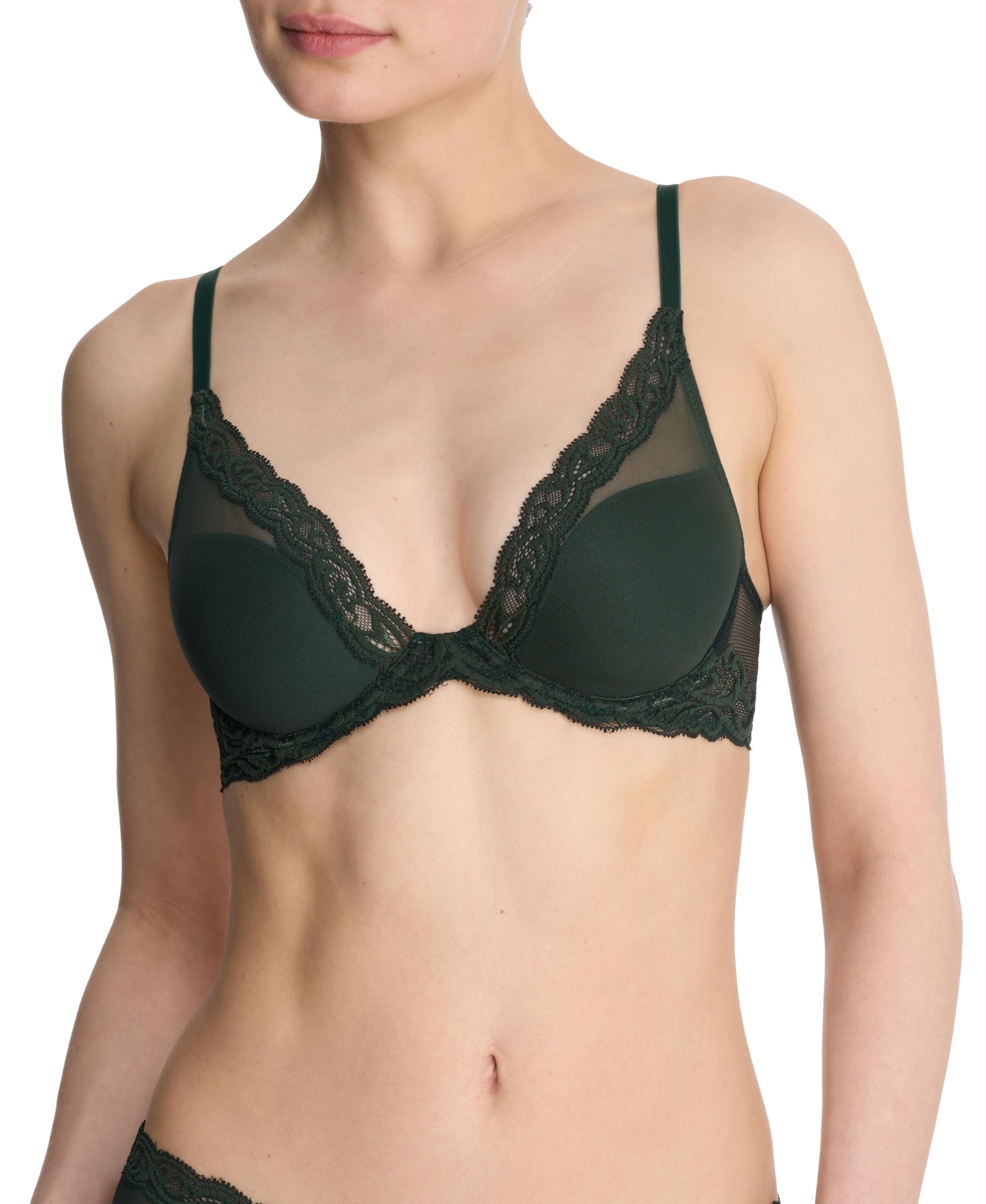 Natori Women’s Feathers Contour Plunge Bra 730023, Dk Forest