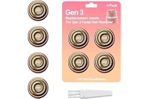 FRASAM 4-Pack Facial Rose Gold Gen 3 Replacement Heads for Flawless Hair Remover Generation 3, 18K Gold Double Blades