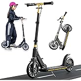 CUIOT Kick Scooter for Kid, Teens & Adults for 300 lbs Capacity, Lightweight, Foldable - 8IN Big Wheels Scooter,Commuter Adult Scooters with Hand Brake, 4 Adjustable Levels, ABEC 9, 15 lb