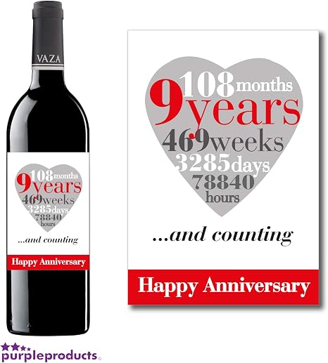 Purpleproducts Etiquette De Vin Pour 9eme Anniversaire De Mariage