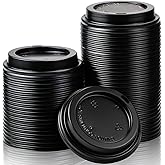 CZWESTC 100 Pack Coffee Cup Lids, 90mm Disposable Plastic Dome Lids for 10, 12, 16, 20, 22 oz Paper Hot Cups, Anti-Spill Replacement Lids for Coffee, Tea and Cold Beverages - Black