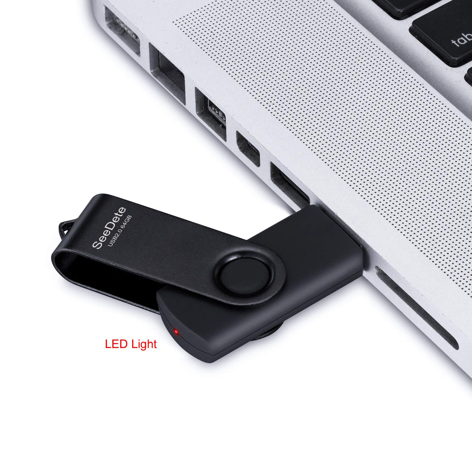 SeeDete 64GB USB Flash Drives, USB Stick, Thumb Drive Rotated Design, Memory Stick with LED Light for External Storage and Backup Data, Jump Drive, 3 Pack 64GB (3 Colors: Black Red Blue)