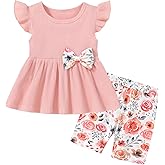 WESIDOM Toddler Girl Clothes Layered Ruffle Top Floral Shorts Cute Toddler Girls Summer Outfits 2Pcs Clothing Set