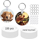 GEKIXUTP 150 Pcs Metal Sublimation Keychain Blanks Bulk，Double Sided Sublimation Blanks Keychain Heat Transfer Keychain