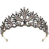 Beaupretty Black Gothic Tiara Bride Crown Vintage Baroque Wedding Headband Hair Accessory for Women 5.5 Inch