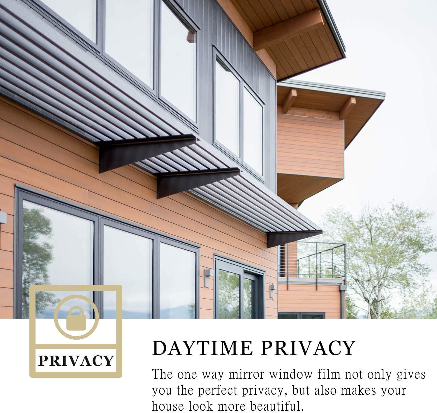 Lifetree One Way Mirror Window Film Silver Privacy Glass Film Heat