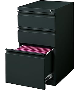 Hirsh Industries 20" Deep Box-Box-File Mobile Pedestal in Charcoal