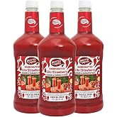 Master of Mixes Strawberry Daiquiri/Margarita Mixer, 1.75L Bottle, 3 Pack | California Strawberries &amp; Pure Persian Lime Juice| Cocktail &amp; Mocktail Recipes, Pour Ready, Consistent, Smooth Mixing Texture