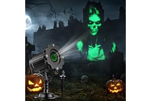 NAGUDENFO Halloween Projector Lights Outdoor Indoor - 3D Dynamic Green Skull Ghost Projector Decorations Lights, Waterproof Halloween Light for Window, Ground, Roof, Wall,Cemetery, Halloween Decor