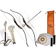 FSFF Enhanced Wooden Bow and Arrow Set 33 Piece-2 Bows 2 Quivers 16 Arrows 10 Targets & 2 Armguards Beginner Toy Archery Outdoor Gift Idea Boy or Girl