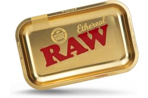 RAW Ethereal Small Rolling Tray – Elegant and Sleek Cigarette Rolling Tray - Limited Edition Gold Finish – 11” x 7”