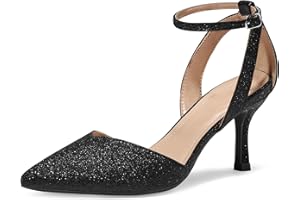 mysoft Women's Pumps Shoes Pointed Toe Kitten Low Heels Stiletto Ankle Strap Closed Toe Wedding Party Dress Sandals