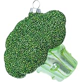 2 Pieces Blown Glass Broccoli Ornaments for Christmas Tree Decorations, Glass Vegetable Broccoli Christmas Ornaments