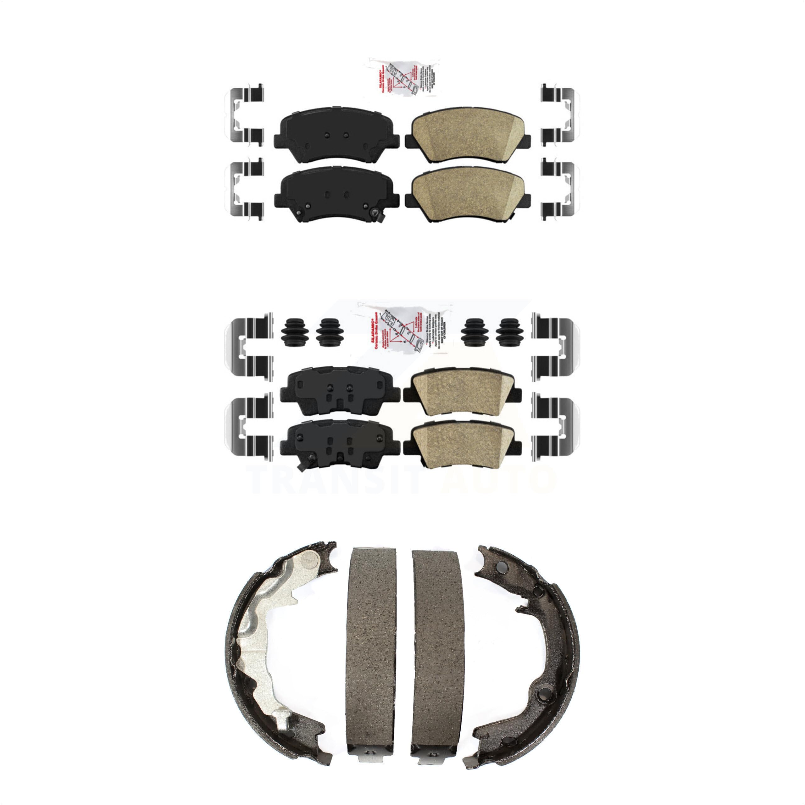 Transit Auto Front Rear Ceramic Disc Brake Pads Kit