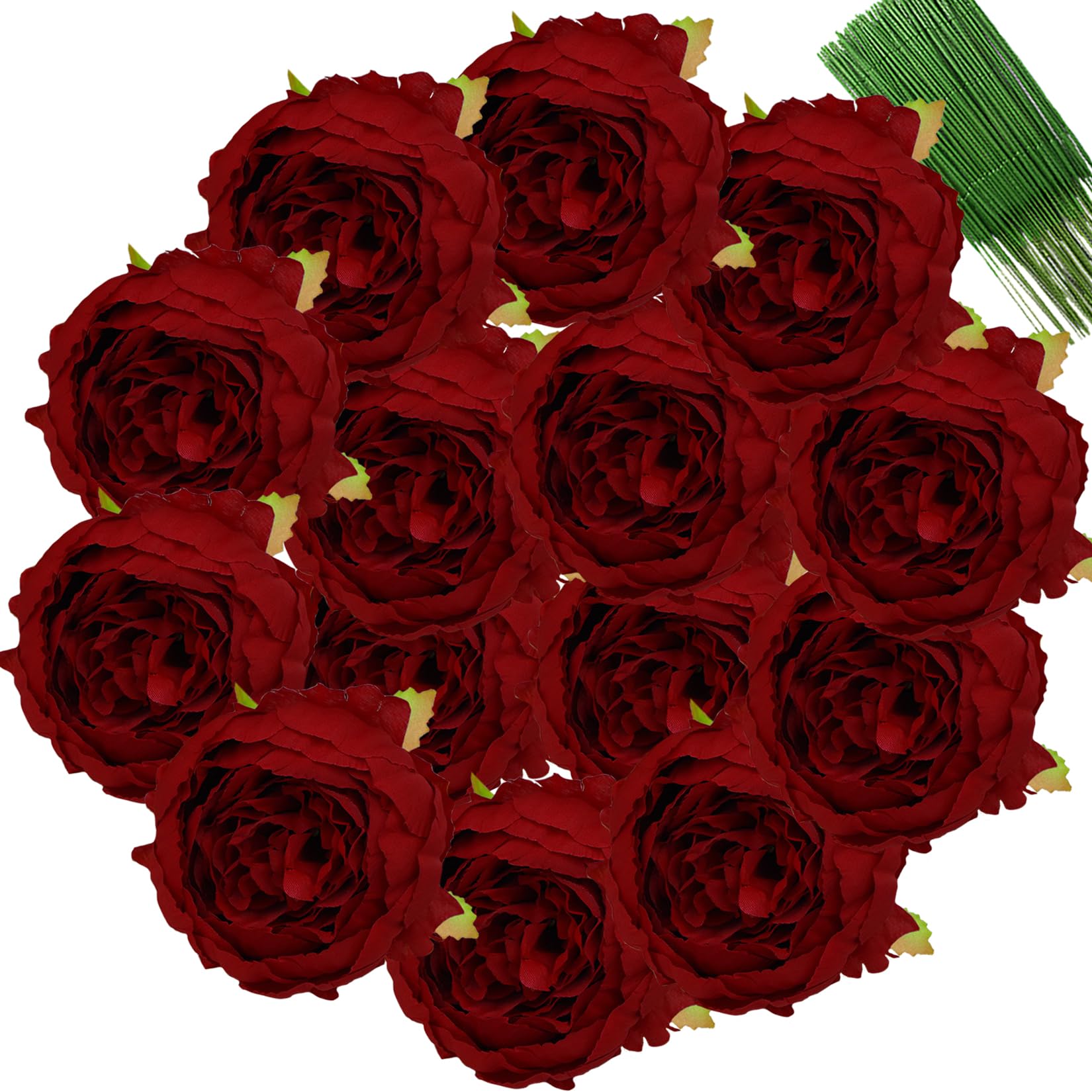 Photo 1 of ***BENT IN PETALS*** FagusHome 25 Pcs Silk Peony Artificial Flower Heads 4 inch Fake Peony Flowers Heads with Stems Artificial Peony Flower Heads in Bulk Wholesale for Wedding Home Decor (Dark Red)