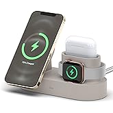 elago MS Charging Station 2 - Compatible with iPhone 17/16/15/14/13/12 Series, AirPods Pro 2/Pro, AirPods 4/3 and All Apple Watch Series [Stone] [Charging Cables Not Included]
