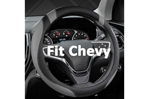 West Llama Customized Auto Car Steering Wheel Cover for Chevy Silverado,Tahoe,Equinox,Traverse,Trailblazer,Colorado(Black+Gray - Standard Size)