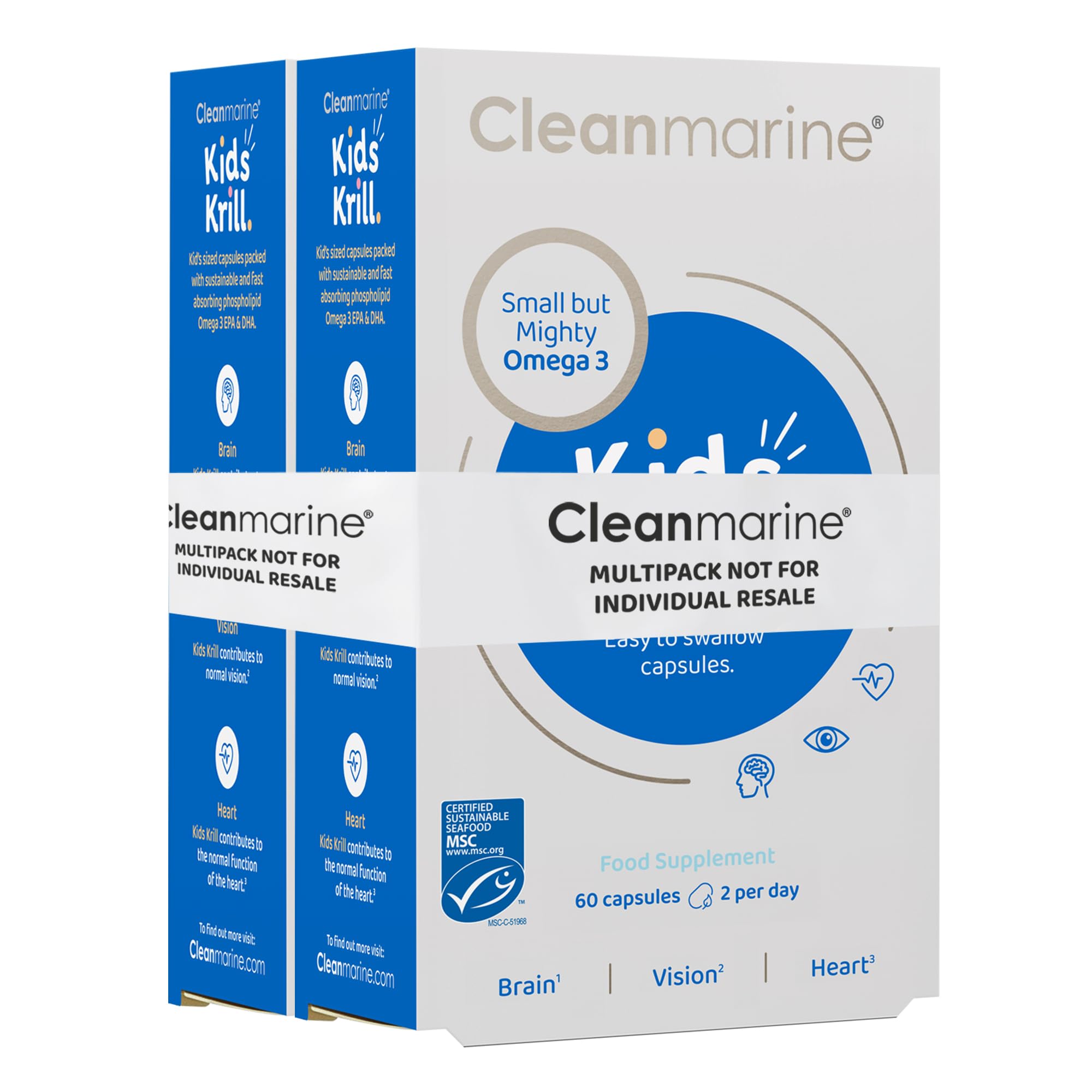 Cleanmarine for Kids – Packed with A Potent Form of Omega 3 - Small But Powerful Fish Oil Capsules, 200mg Per Capsule – 60/120 Servings – 120 Capsules