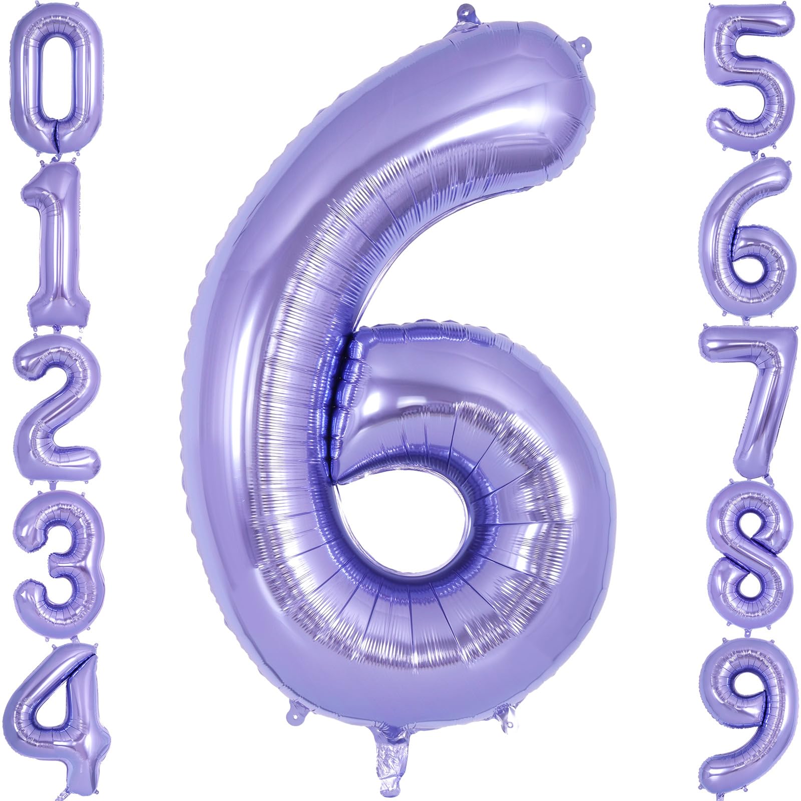 Photo 1 of Purple Number 6 Balloon 40 Inch, Big Large Foil Helium Number Balloons, Giant Mylar Number 6 Balloons for 6 Year Old Birthday Anniversary Party Decorations Supplies
