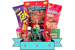 PATROCLUS Chamoy Pickle Kit, Takis, Popular Mexican Candy, As Seen on Tik Tok Trend Items, Lucas Gusano, Salsagheti, Tajin, Sour Belts, Pepinillo de chamoy 7 piece