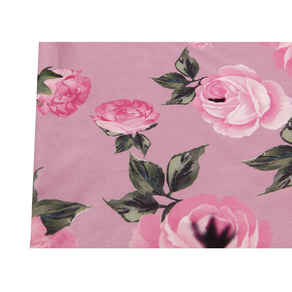 V-Neck Floral Printed Tunic Tops Flowers Patterned Casual Short Sleeve Blouse for Women (M, Pink)