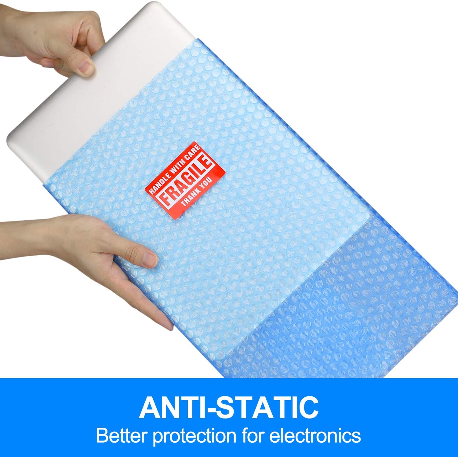 Fuxury Blue 16" Anti-Static Bubble Cushioning Wrap Roll Air Bubble Roll 1 Roll 36 Feet, Perforated Every 12", Included 10 Fragile Sticker Labels for Packaging Moving Shipping Boxes Supplies : Office Products
