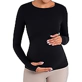 Sunzel Sunzfly Maternity Long Sleeve Shirts for Women, Pregnancy Clothes Tops with Crew Neck, Soft Athletic Yoga Casual Tee