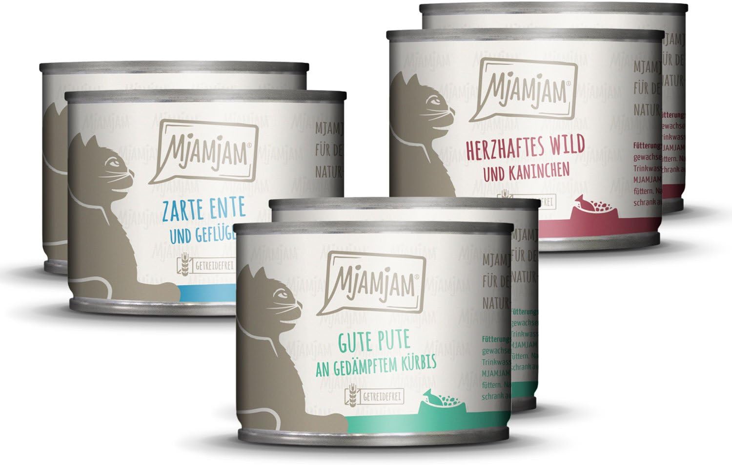 MjAMjAM, Premium Wet Food for Cats, Mix Package II, Chicken and Pumpkin, Turkey, Duck and Poultry, Pack of 6 (6 X 200 g)