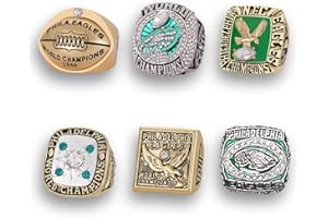 GUANKE 6Pcs Championship Rings Set,Football Gifts,Replica Decor Merch for Men Women Boys,Philadelphia Memorabilia Souvenir for Party Birthday Supplies