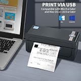 JADENS Bluetooth 4x6 Thermal Label Printer, 203 DPI, USB/BT, 50 Labels view 3