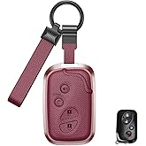 for Lexus Key Fob Cover Case, Premium Aluminum and Leather Protector with Keychain Fits for Lexus RX ES NX LS is Key Remote 2010-2014 (C-Rose Gold)