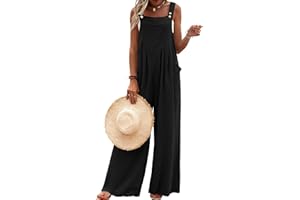 Ekouaer Women's Casual Overalls Loose Wide Leg Jumpsuits Summer Boho Floral Printed Baggy Rompers with Pockets