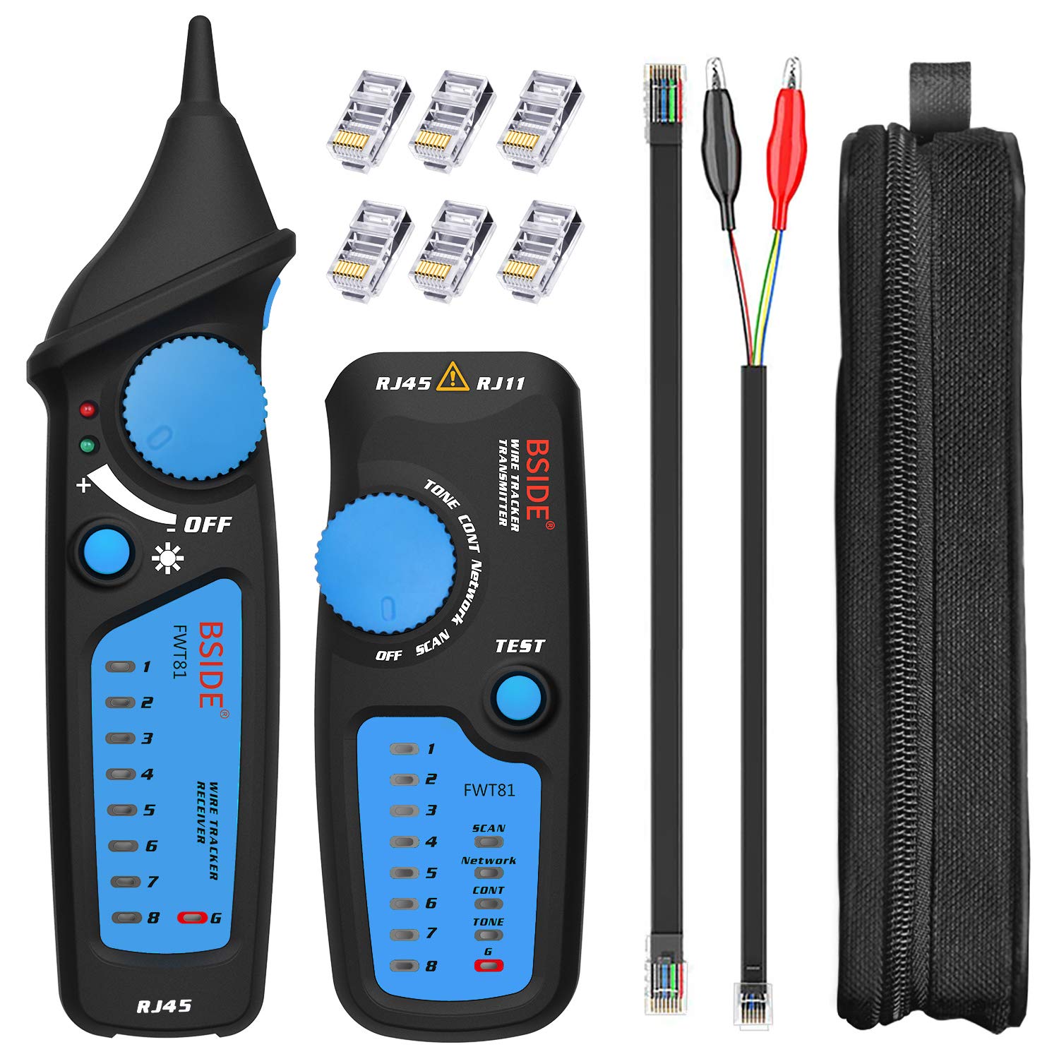 BSIDE Network Cable Tester, FWT81 RJ11 RJ45 Line Finder Wire Tracker Telephone LAN Line Tester Detector with Modular Connector