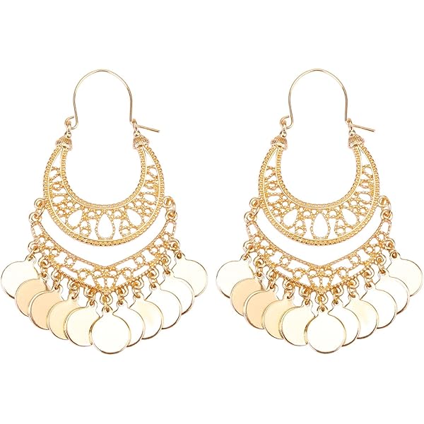 Amazon.com: Bohemian Chandelier Coin Dangle Earrings - Gypsy  display picture 1