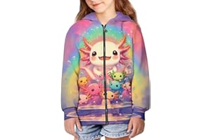 WELLFLYHOM Zip Up Kids Sweatshirts Graphic Girls 6-16 Long Sleeve Hoodies Kangaroo Pocket Athletic Kids Sweater Top