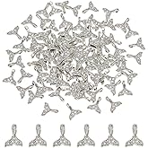 HOBBIESAY 100Pcs Silver Tail Charms Ocean Fishtail Pendant Tibetan Style Charms Small Alloy Dangle Charm for DIY Bracelets Earring Necklace Jewelry Making Hole:2.2mm