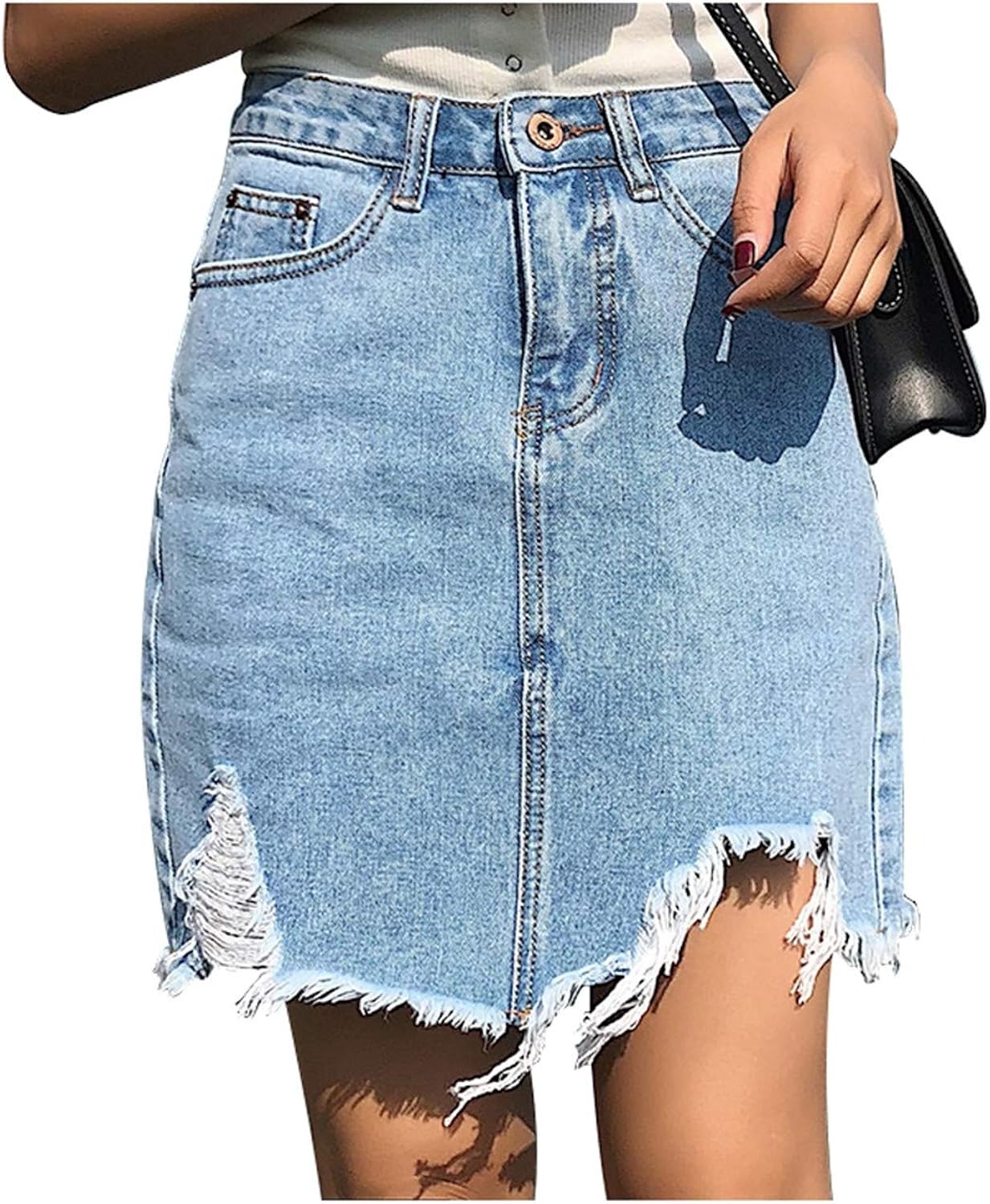 girls in short denim skirts