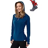 Merino.tech Merino Wool Hoodie Women - Slim Fit 100% Merino Wool Base Layer Women Half Zip Thermal Long Sleeve Shirt